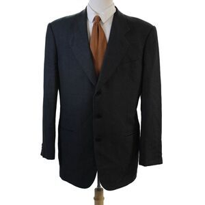 Giorgio Armani Le Collezioni Men Dark Gray 100% Wool Suit Jacket 90s Size 42